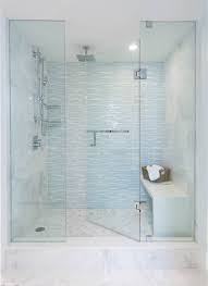 Blue Glass Shower Tiles Transitional