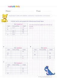 grade 4 functions worksheets with