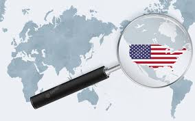Premium Vector | Asia centered world map with magnified glass on usa focus  on map of usa on pacificcentric world map