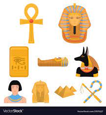 ancient egypt set icons in cartoon