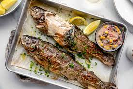 baked rainbow trout with er sauce