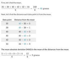 find the mean absolute deviation mad
