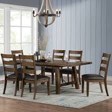 Looking for a dining table and 4 chairs? Bayside Furnishings Extending Dining Table 6 Ladder Back Chairs Seats 4 8 Costco Uk