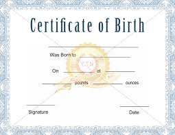 Free Printable Certificate Of Birth Template Sample Venocor