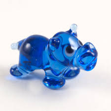 Glass Hippo Mini Figure Little Glass