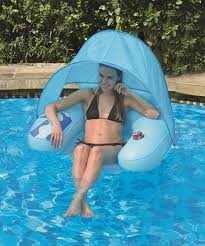 New swimline 9078 pool ufo squirter inflatable lounge chair w/ 110v air pump. Pool Central Blue Canopy Inflatable Lounge Chair Pool Float Best Price And Reviews Zulily