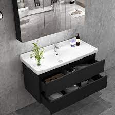 wall mounted black wooden bathroom wall