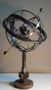 industrial armillary sphere sculpture