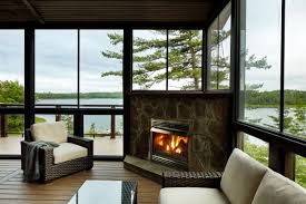 Screen Porch With Cozy Fireplace