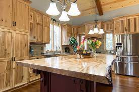 a rustic hickory kitchen with live edge