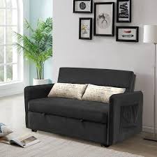 Black Velvet Twin Size Sofa Bed