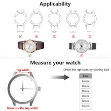 Suffice to measure the width and the length of your current watch band using a metric ruler or a tape measure. Quick Release Leather Watch Band Watch Accessories 6 Colors 6 Sizes Fashion Pink Watch Strap 14mm 16mm 18mm 20mm 22mm 24mm Watchbands Aliexpress