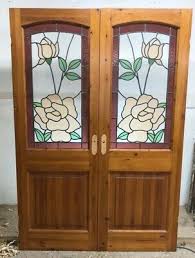 pair stained glass doors period