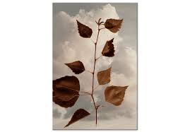Canvas Painting Autumn Twig Against The