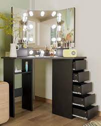 corner vanity lighted makeup desk w