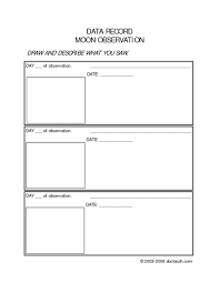 Moon Observation Chart Worksheet For 6th 8th Grade
