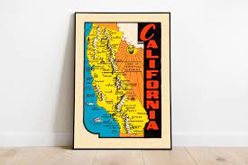 Buy California Map Print For Wall Decor