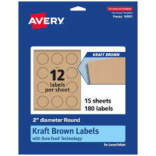 avery kraft brown round labels with