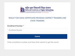 nios asha certificate programme result