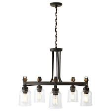Home Decorators Collection Knollwood 5 Light Antique Bronze Chandelier With Vintage Brass Accents And Clear Glass Shades 7991hdcab The Home Depot
