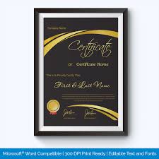 Award Certificate Fillable Printable Word Layouts