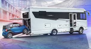 luxury motorhome with a built in garage