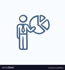 Businessman Pointing At The Pie Chart Sketch Icon