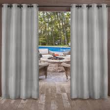 exclusive home biscayne indoor outdoor two tone textured grommet top curtain panel pair silver 54x96