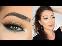 green smokey winged eyeliner makeup