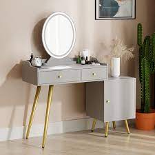 cozy castle vanity desk with lighted