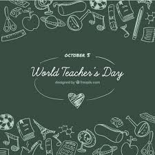 World Teachers Day On A Green Chalkboard Background Vector