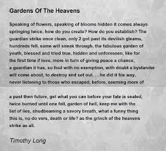 gardens of the heavens poem by timothy long