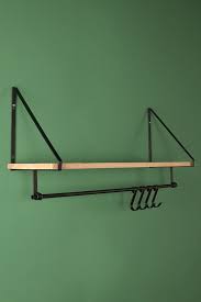 Black Metal And Wood Wall Shelf With