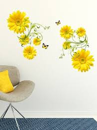 Wall Stickers Flowers Yellow Daisy