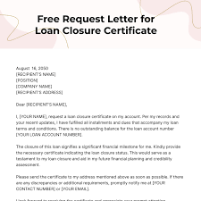 loan closure certificate template
