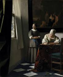 A Lady Writing A Letter With Her Maid