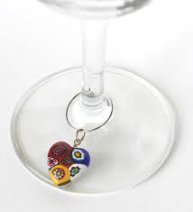 Heart Wine Glass Charm Venetian Glass