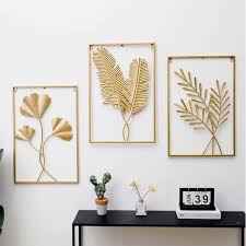 Metal Wall Decor With Square Frame Leaf