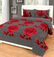 Red Cotton Double Fl Flat Bedsheets