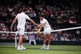 Novak Djokovic falls over Wimbledon net in awkward moment as Hubert Hurkacz  laughs at Serb | Tennis | Sport | Express.co.uk