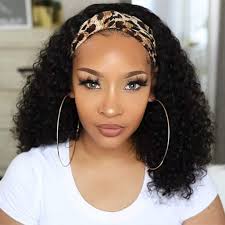 Brazillian body wave weft (per bundle). Amazon Com Headband Wig Curly Human Hair Wig None Lace Front Wigs For Black Women Deep Wave Machine Made Wigs Natural Color 150 Density 16inch Beauty
