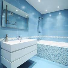 how to decorate around blue floor tile