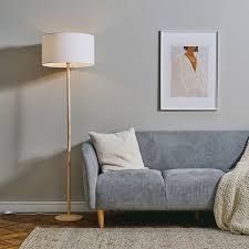 Triston Wood Floor Lamp With White Reni