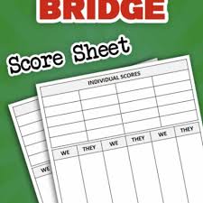 contract bridge score sheet