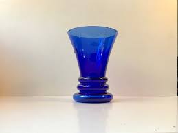 vintage cobalt blue glass vase by