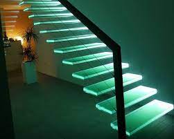 Glass Staircase Design Led Lights