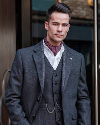 Behan Grey Tweed Classic Fit Jacket Men