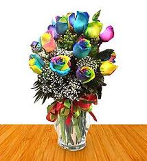 Flowers arranged for colorful memories. Over The Rainbow Rose Bouquet 1800flowers Com 143681 Rainbow Roses Flower Clubs Flower Gift