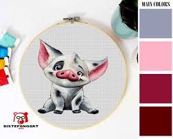 Pua The Pig Cross Stitch Pattern Pdf Embroidery Chart Cute Nursery Decor Moana Disney Animal Counted Cross Stitch Chart Instant Download Sold By
