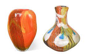 lot art two large murano glass vases